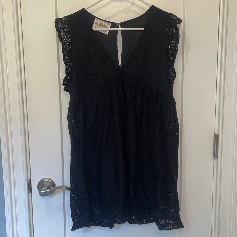 JUDITH MARCH x DEDE RAAD COLLABORATION Black Eyelet Romper Sz Small